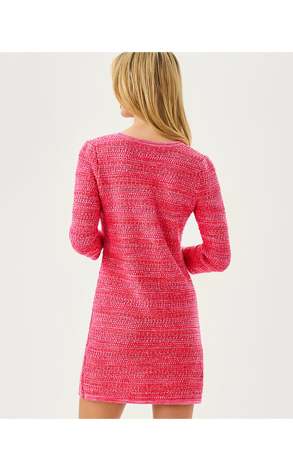 RHYSA SWEATER DRESS, CHERRY RED METALLIC MARL