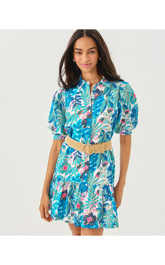 BRETT DRESS, BREEZY AQUA BEST FRONDS FOREVER