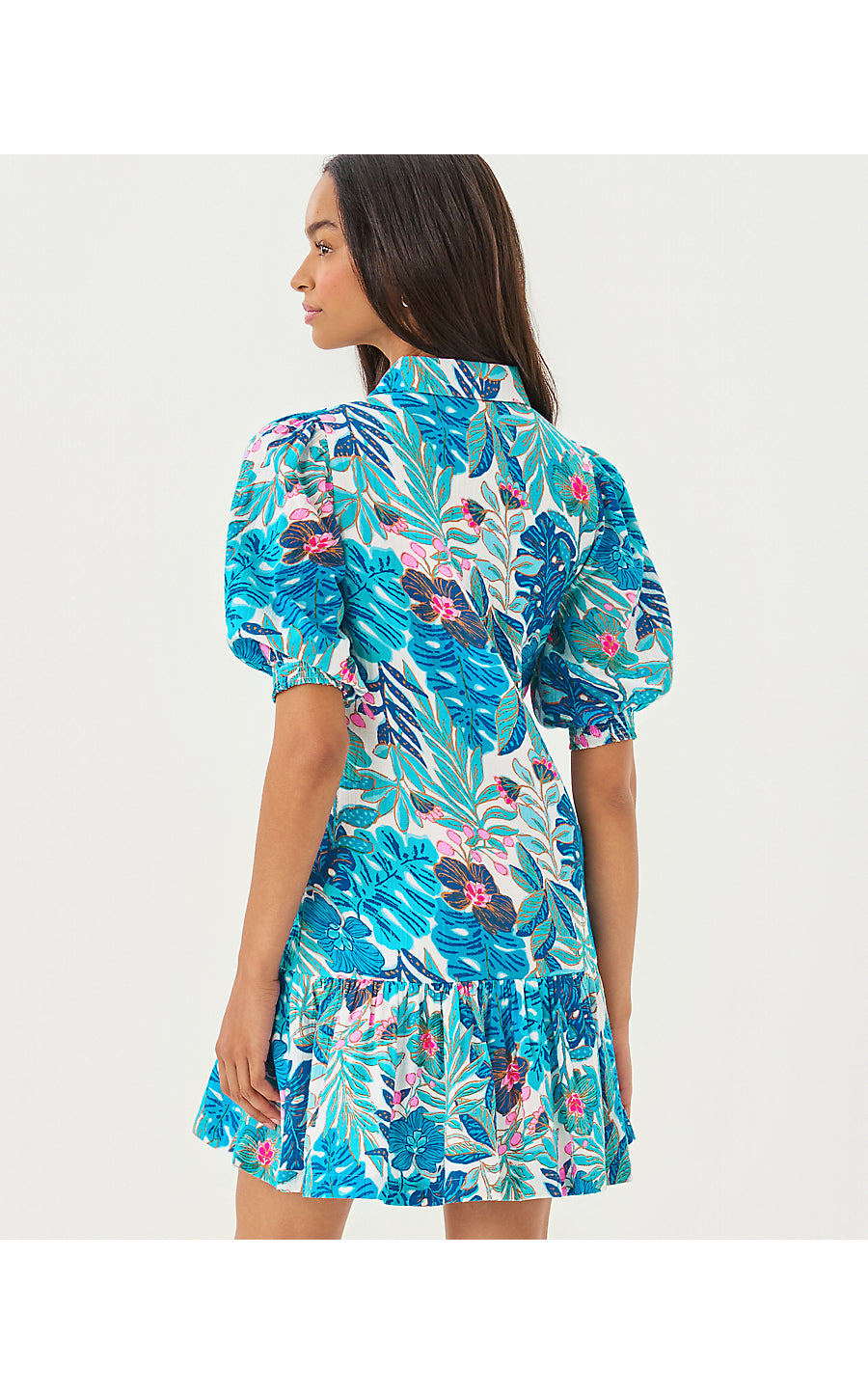 BRETT DRESS, BREEZY AQUA BEST FRONDS FOREVER