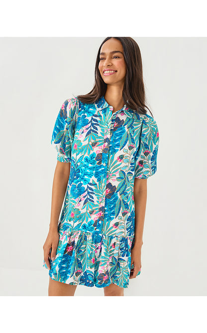 BRETT DRESS, BREEZY AQUA BEST FRONDS FOREVER