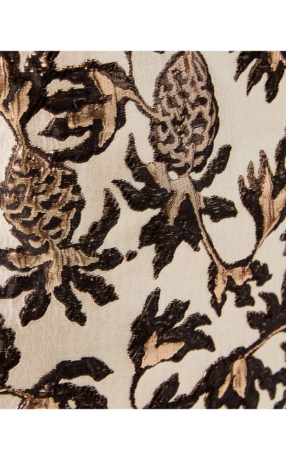 TEDDY JACQUARD SHIFT, NOIR PINEAPPLE PUFF METALLIC JACQUARD