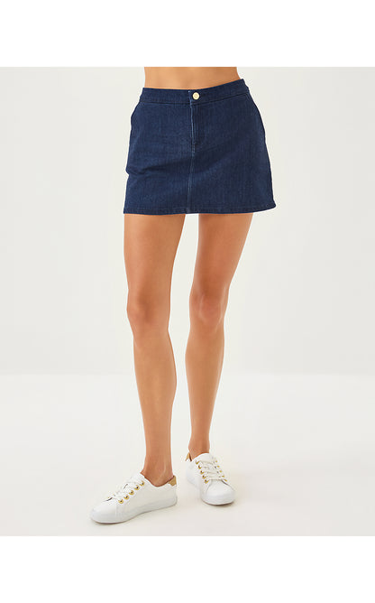 COLETTE STRETCH DENIM SKIRT, DARK WASH