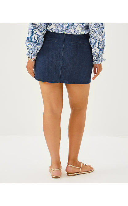 COLETTE STRETCH DENIM SKIRT, DARK WASH