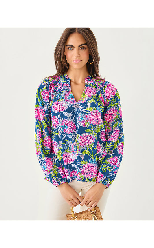 LOURDES LONG SLEEVE TOP, MULTI DAHLIA LICIOUS