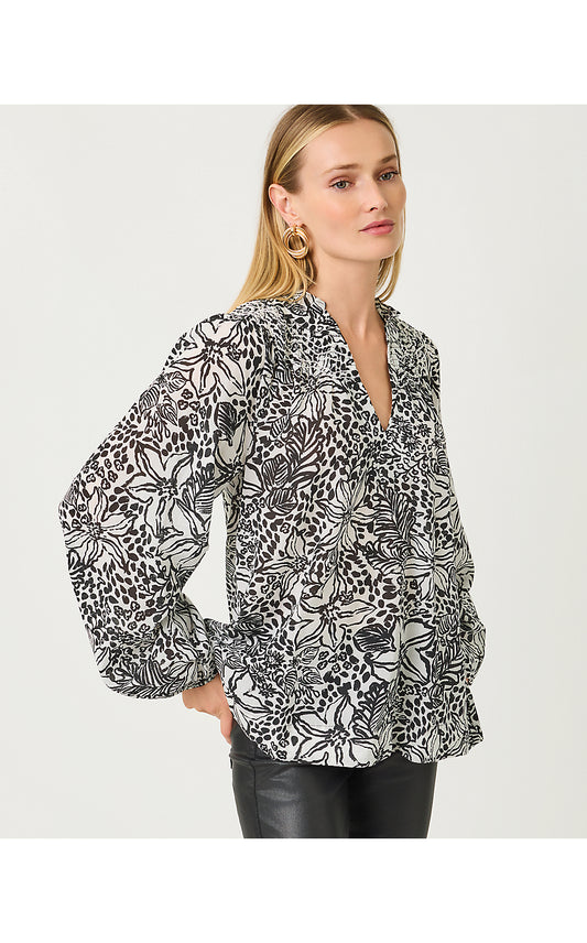LOURDES LONG SLEEVE TOP, ONYX LOTS TO SPOT