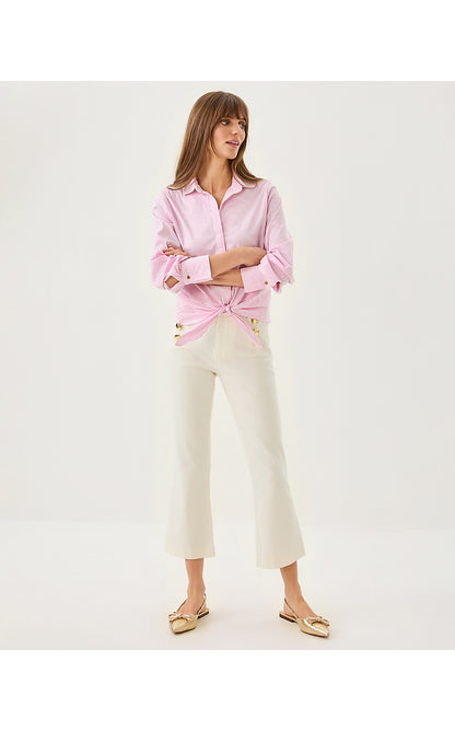 PARRISH HIGH RISE CROP FLARE PANT, COCONUT