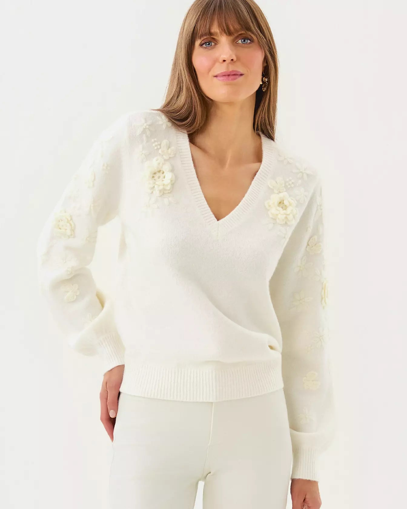 ALAYLA SWEATER, COCONUT GARDEN PARTY EMBROIDERY