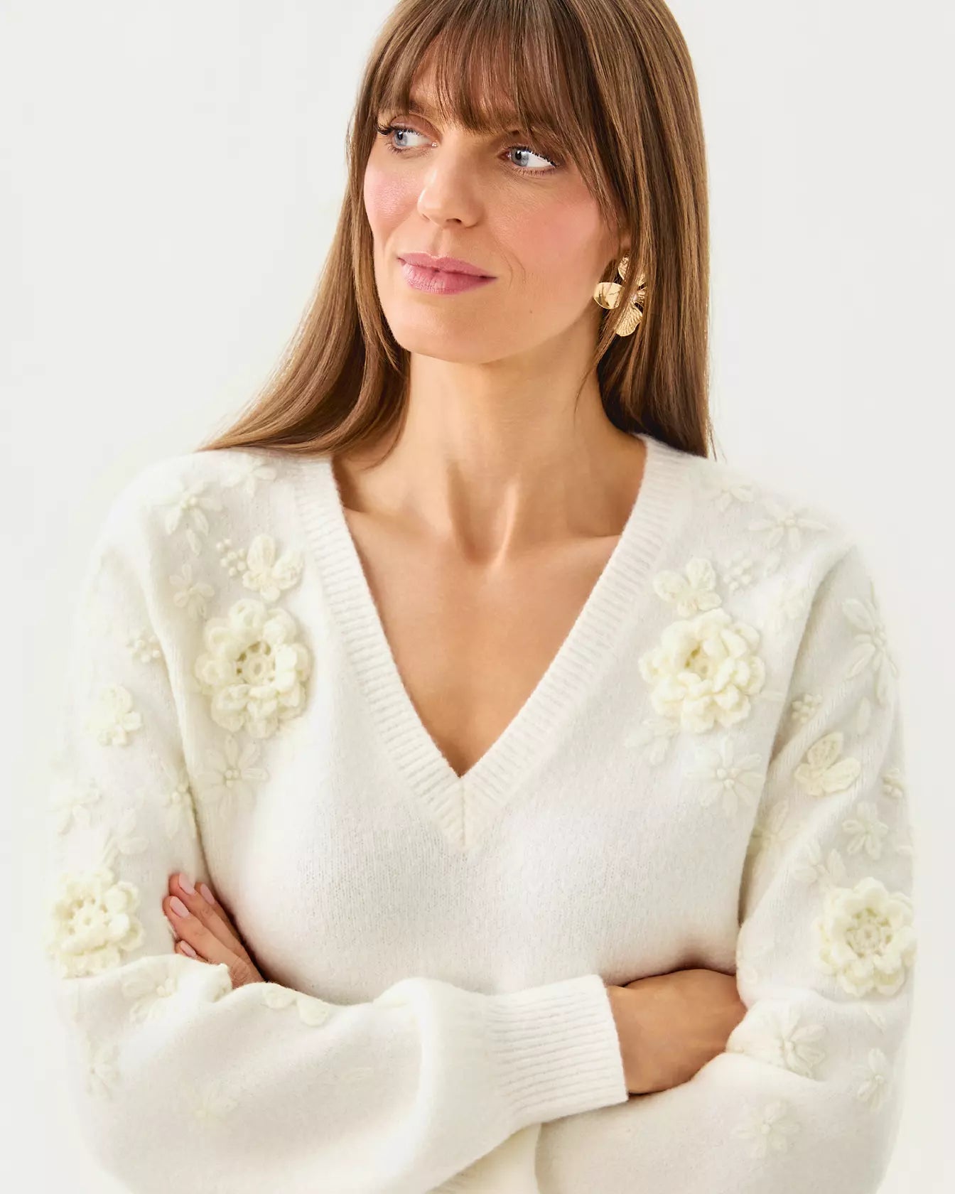 ALAYLA SWEATER, COCONUT GARDEN PARTY EMBROIDERY