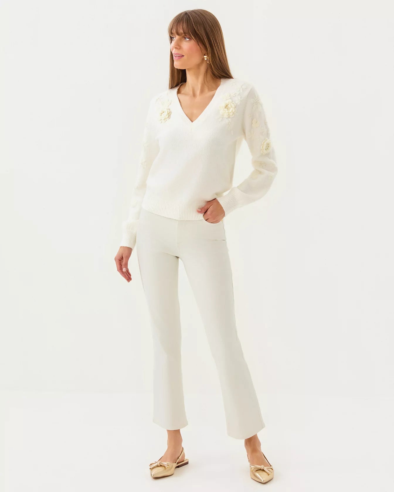 ALAYLA SWEATER, COCONUT GARDEN PARTY EMBROIDERY