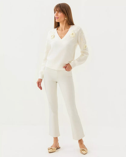 ALAYLA SWEATER, COCONUT GARDEN PARTY EMBROIDERY