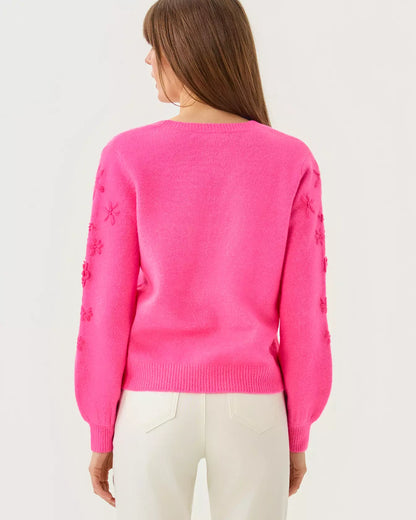 ALAYLA SWEATER, SUN SHELL PINK GARDEN PARTY EMBROIDERY
