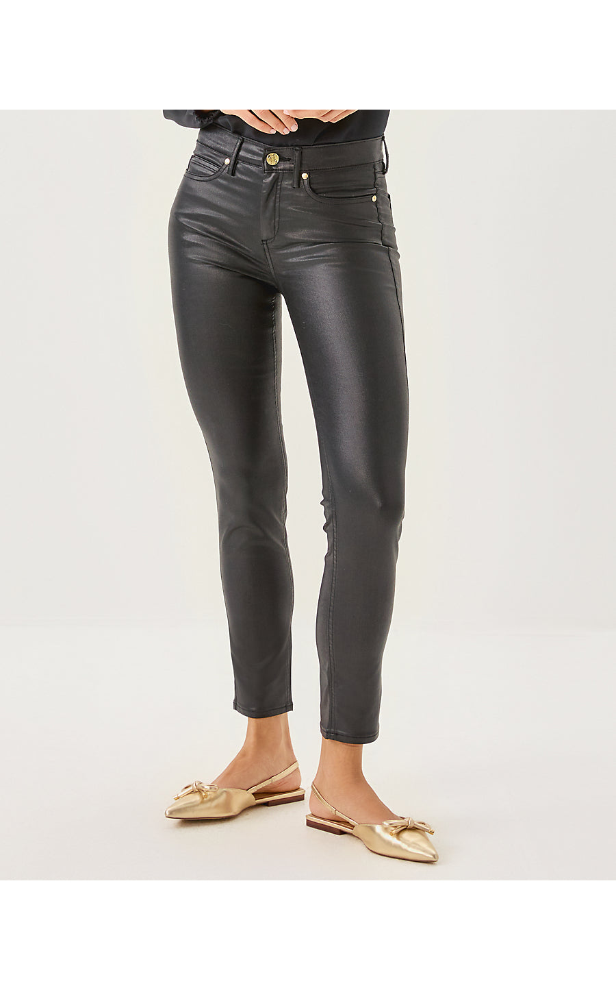 SOUTH OCEAN HIGH RISE COATED JEAN, NOIR