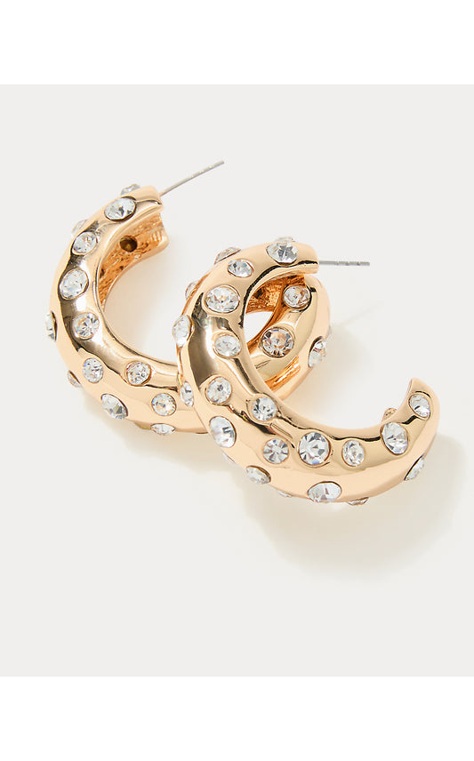 ALL DAHLED UP HOOP EARRING, GOLD METALLIC