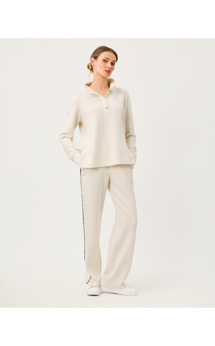 COWIE UPF 50+ PULLOVER, HEATHERED COCONUT