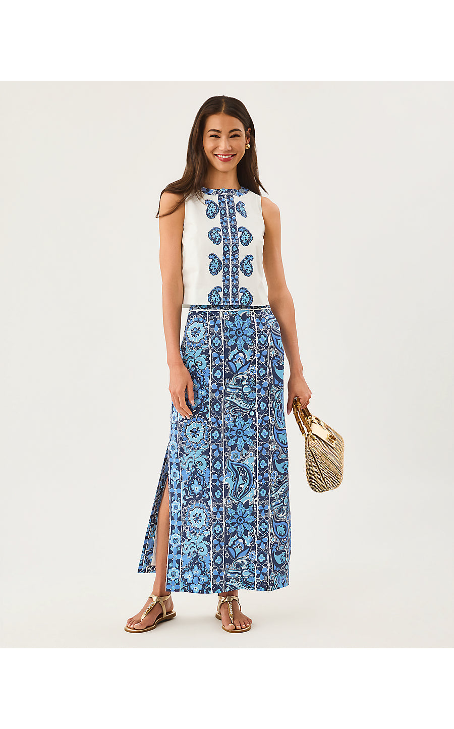 SANDERS MAXI SKIRT, LOW TIDE NAVY THE CASBAH ENGINEERED SKIRT
