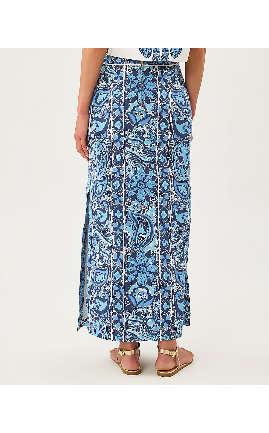 SANDERS MAXI SKIRT, LOW TIDE NAVY THE CASBAH ENGINEERED SKIRT