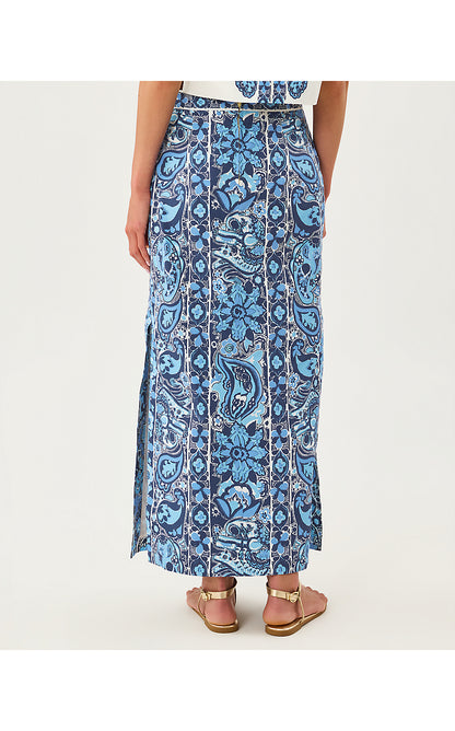 SANDERS MAXI SKIRT, LOW TIDE NAVY THE CASBAH ENGINEERED SKIRT