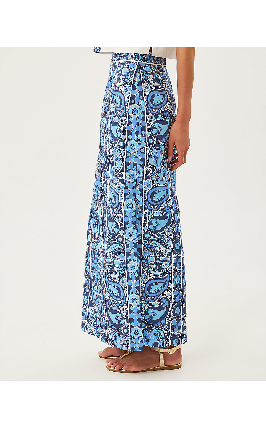 SANDERS MAXI SKIRT, LOW TIDE NAVY THE CASBAH ENGINEERED SKIRT