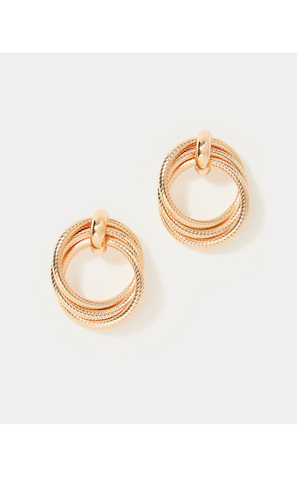 CHEVS KISS DOORKNOCKER EARRING, GOLD METALLIC