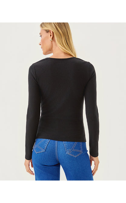 BEATY LONG SLEEVE KNIT TOP, NOIR