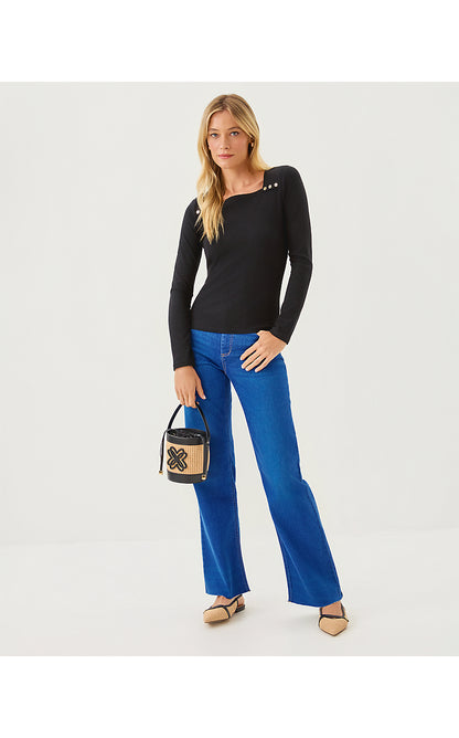 BEATY LONG SLEEVE KNIT TOP, NOIR