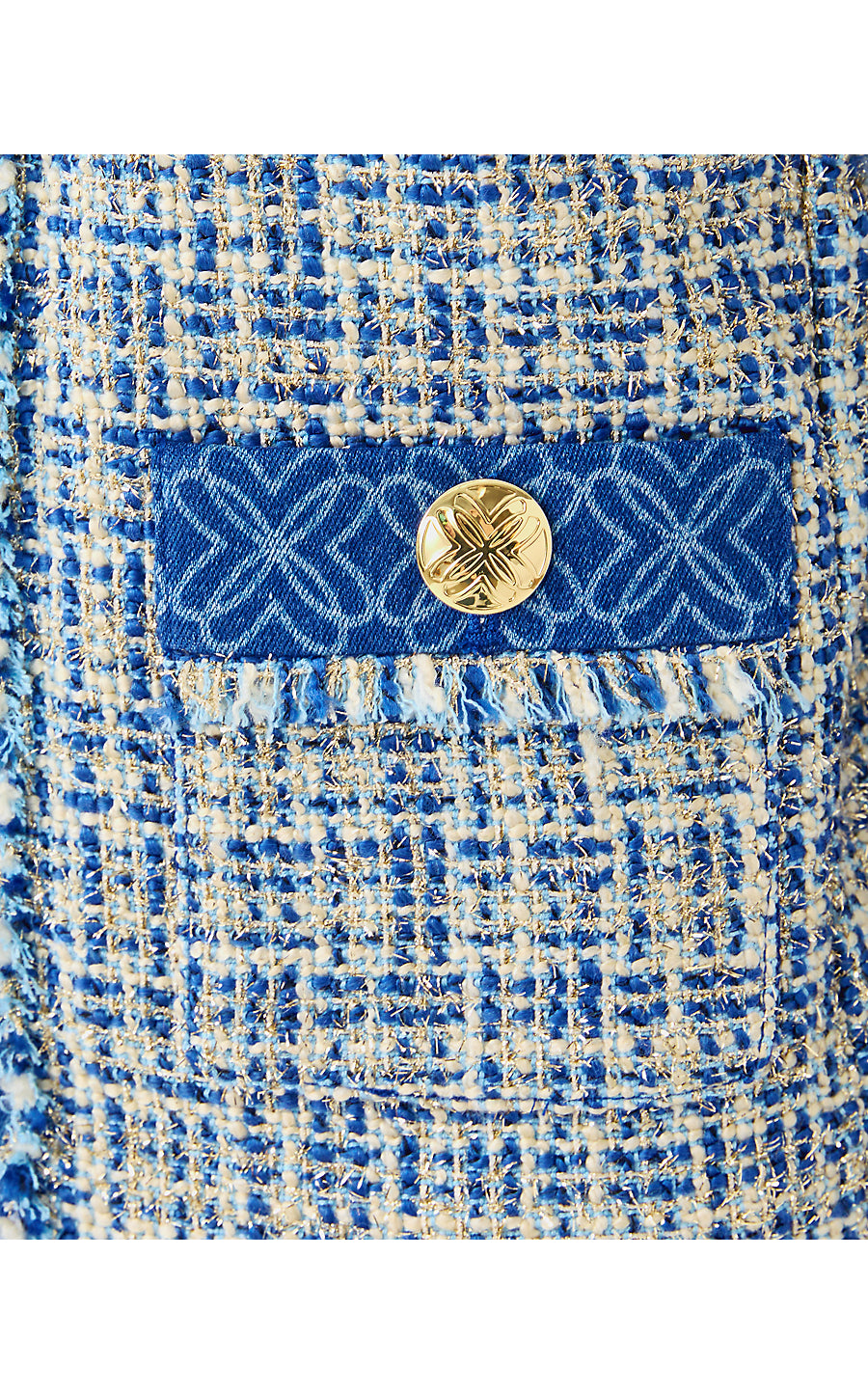 ASCENA BOUCLE JACKET, TANGIER TEAL OCEAN DEEP LUREX BOUCLE