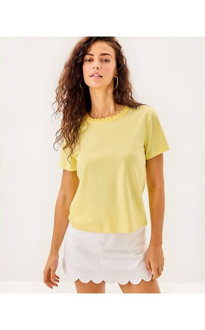 CLAIRMONT CROCHET TRIMMED TOP, LIMONCELLO