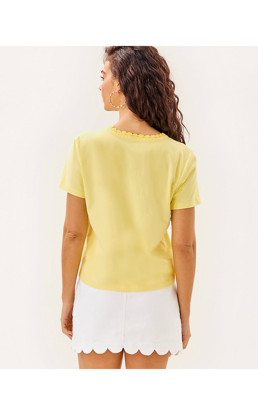 CLAIRMONT CROCHET TRIMMED TOP, LIMONCELLO