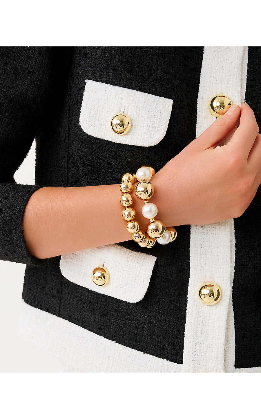 MOONLIGHT MAGIC STRETCH BRACELET, GOLD METALLIC