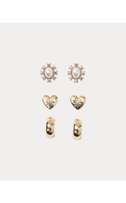 SPICY SOCIALITE EARRING SET, GOLD METALLIC