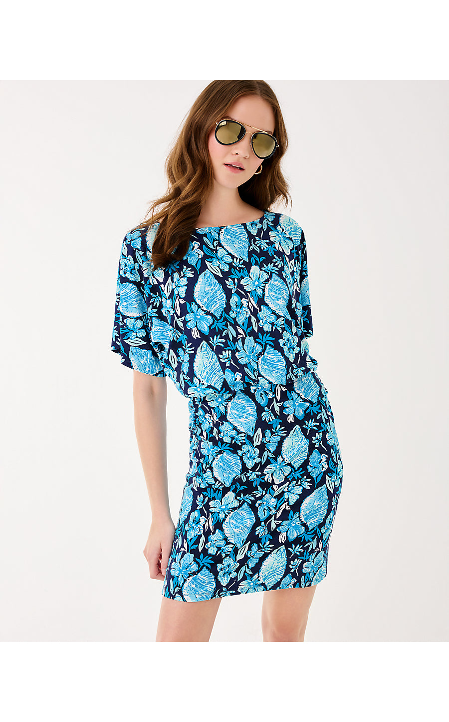 ZAHRA DRESS, LOW TIDE NAVY SEASHELL SPLENDOR