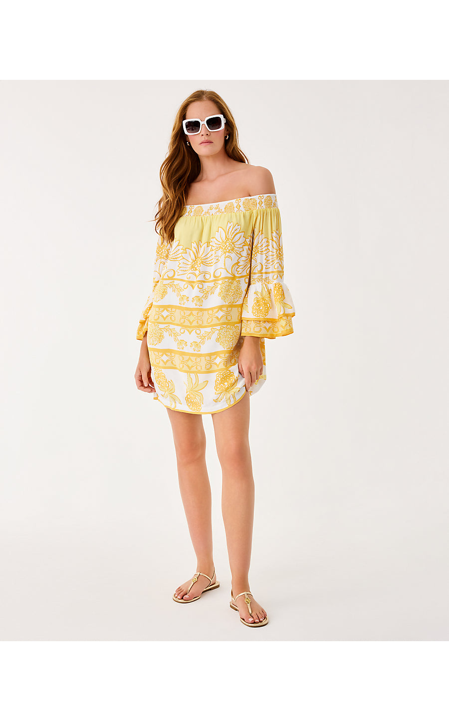 KAORI DRESS, GOLDEN GLOW JUICY STORY ENGINEERED WOVEN DRESS