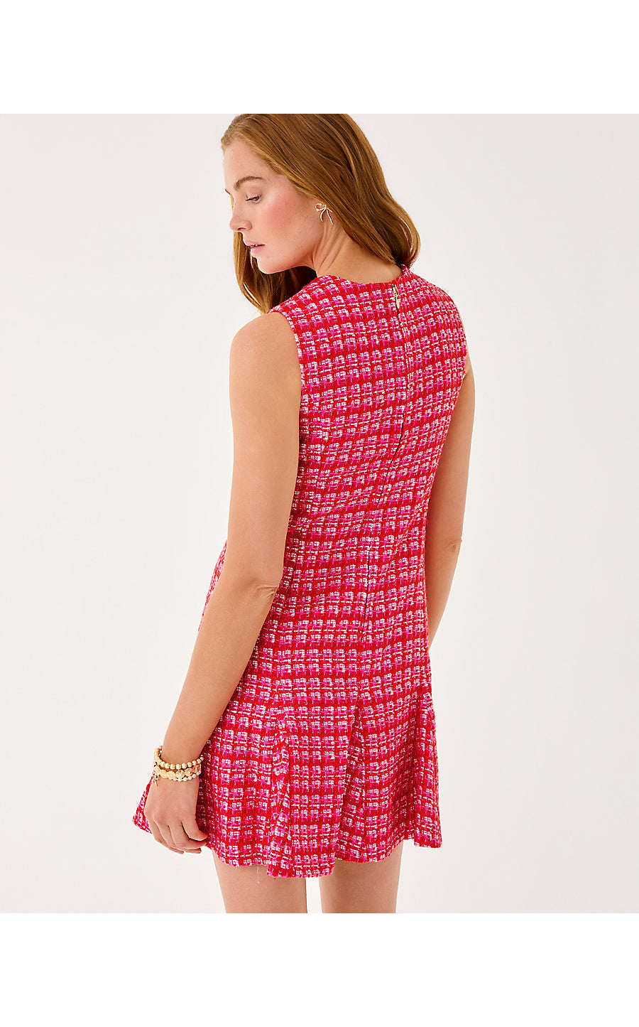 ENYA BOUCLE DRESS, CRANBERRY RED FIESTA BOUCLE