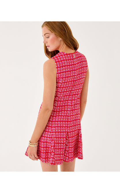 ENYA BOUCLE DRESS, CRANBERRY RED FIESTA BOUCLE