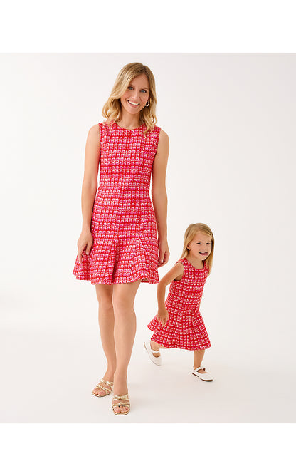 ENYA BOUCLE DRESS, CRANBERRY RED FIESTA BOUCLE