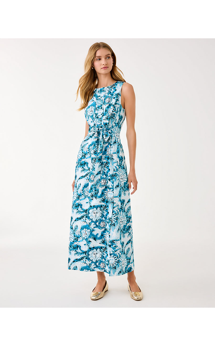CLARAJANE STRETCH MAXI SHIFT, BELLEVUE BLUE LILLY GULLS
