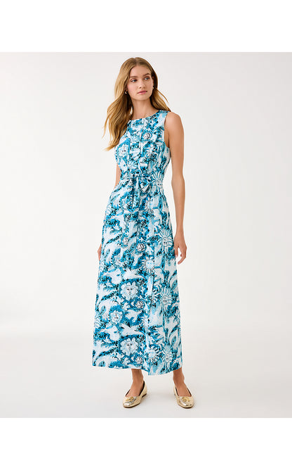 CLARAJANE STRETCH MAXI SHIFT, BELLEVUE BLUE LILLY GULLS