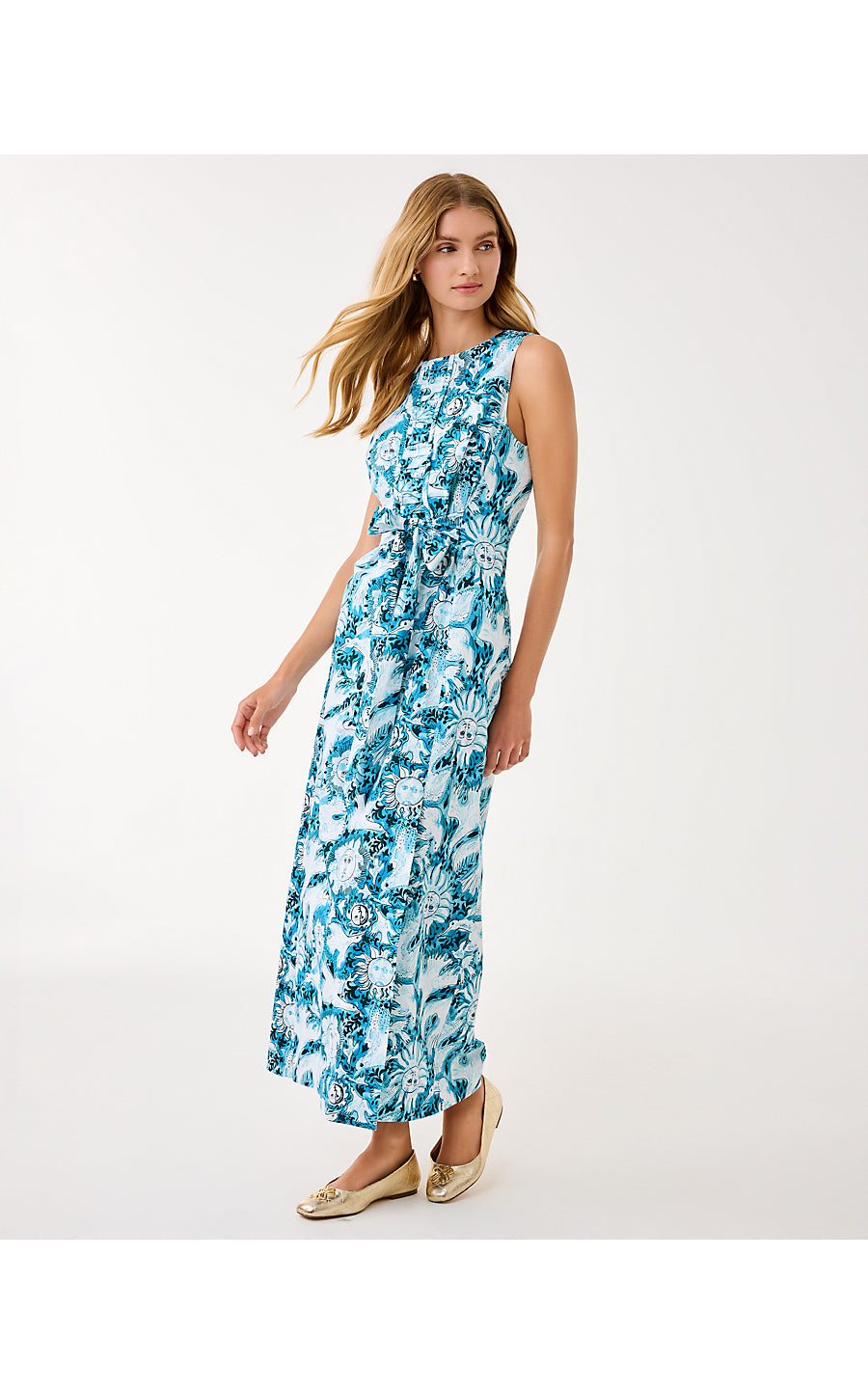 CLARAJANE STRETCH MAXI SHIFT, BELLEVUE BLUE LILLY GULLS