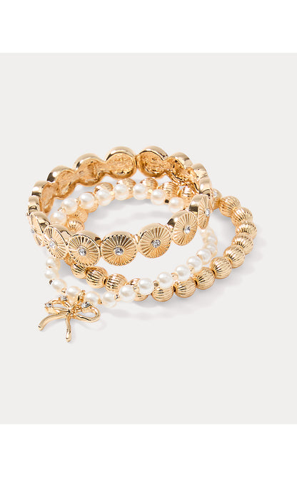 TIS THE SEASON BRACELET SET, GOLD METALLIC
