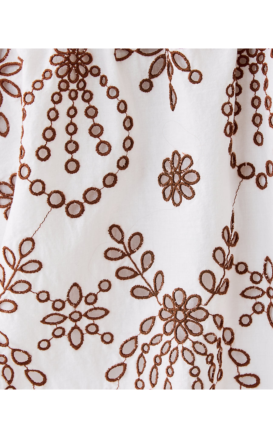 KETSIA EYELET OFF THE SHOULDER TOP, FRENCH ROAST ENGINEERED MEDALLION EYELET