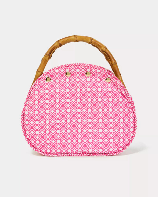 BREAKERS BAMBOO BERMUDA BAG, PASSION FRUIT PINK X RESORT WHITE BUTTERFLY PATTERN