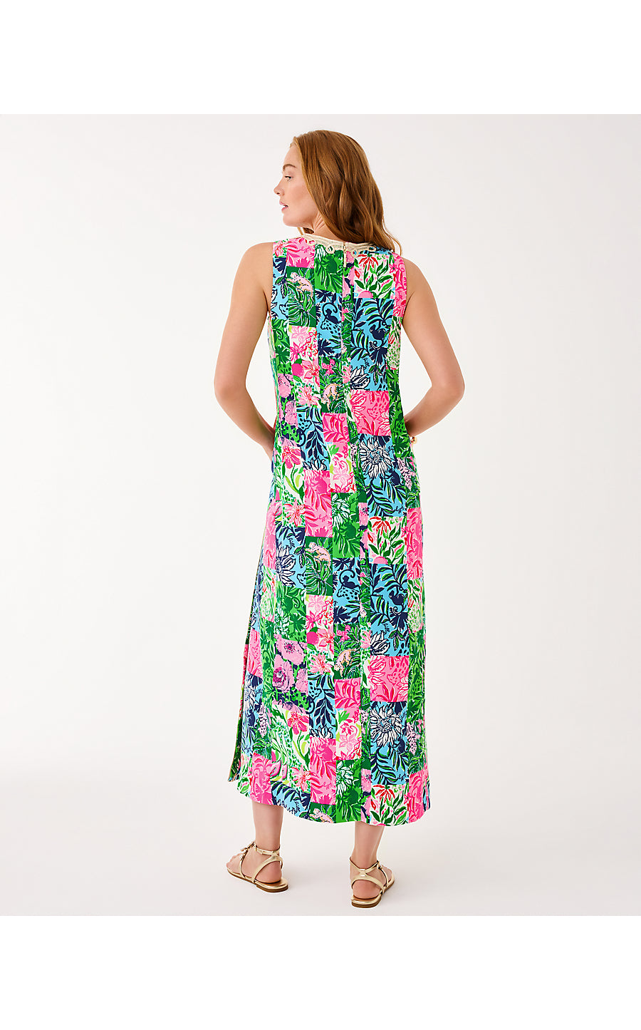 EDITA MAXI SHIFT DRESS, MULTI PARTY PUNCH PATCH