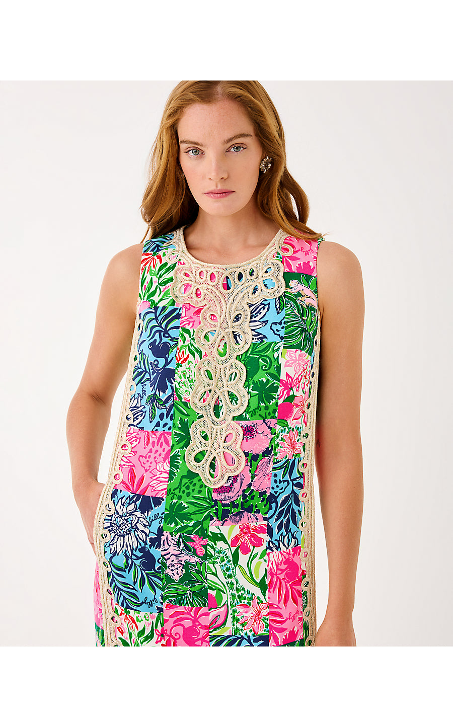 EDITA MAXI SHIFT DRESS, MULTI PARTY PUNCH PATCH