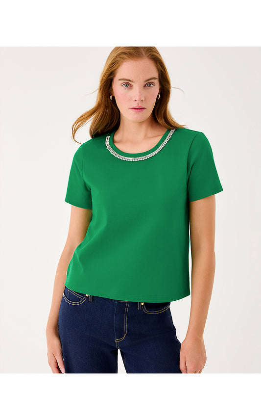CLAIRMONT RHINESTONE KNIT, BAMBOO GREEN