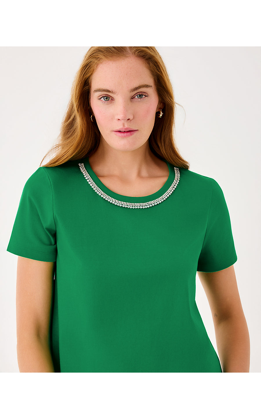 CLAIRMONT RHINESTONE KNIT, BAMBOO GREEN