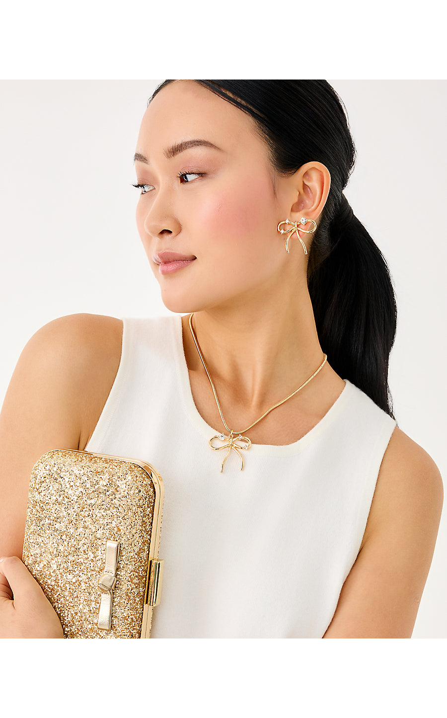 TIS THE SEASON NECKLACE, GOLD METALLIC