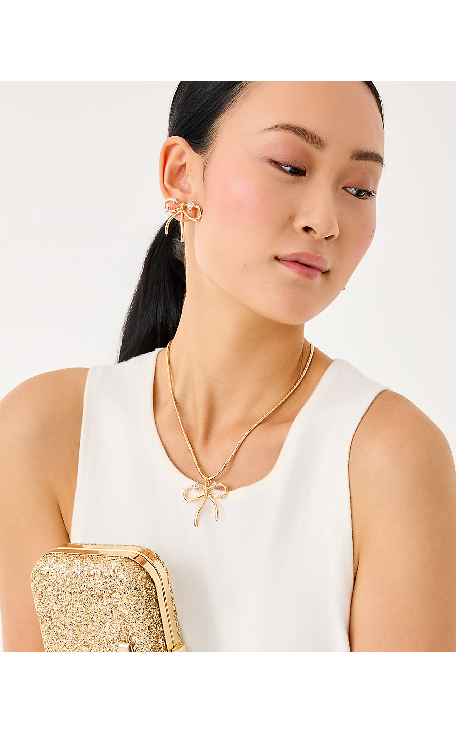 TIS THE SEASON NECKLACE, GOLD METALLIC