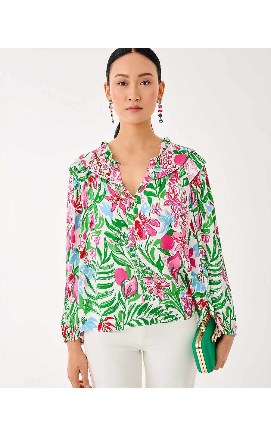 JAPHIA LONG SLEEVE TOP, MULTI GLOWING GARDENS