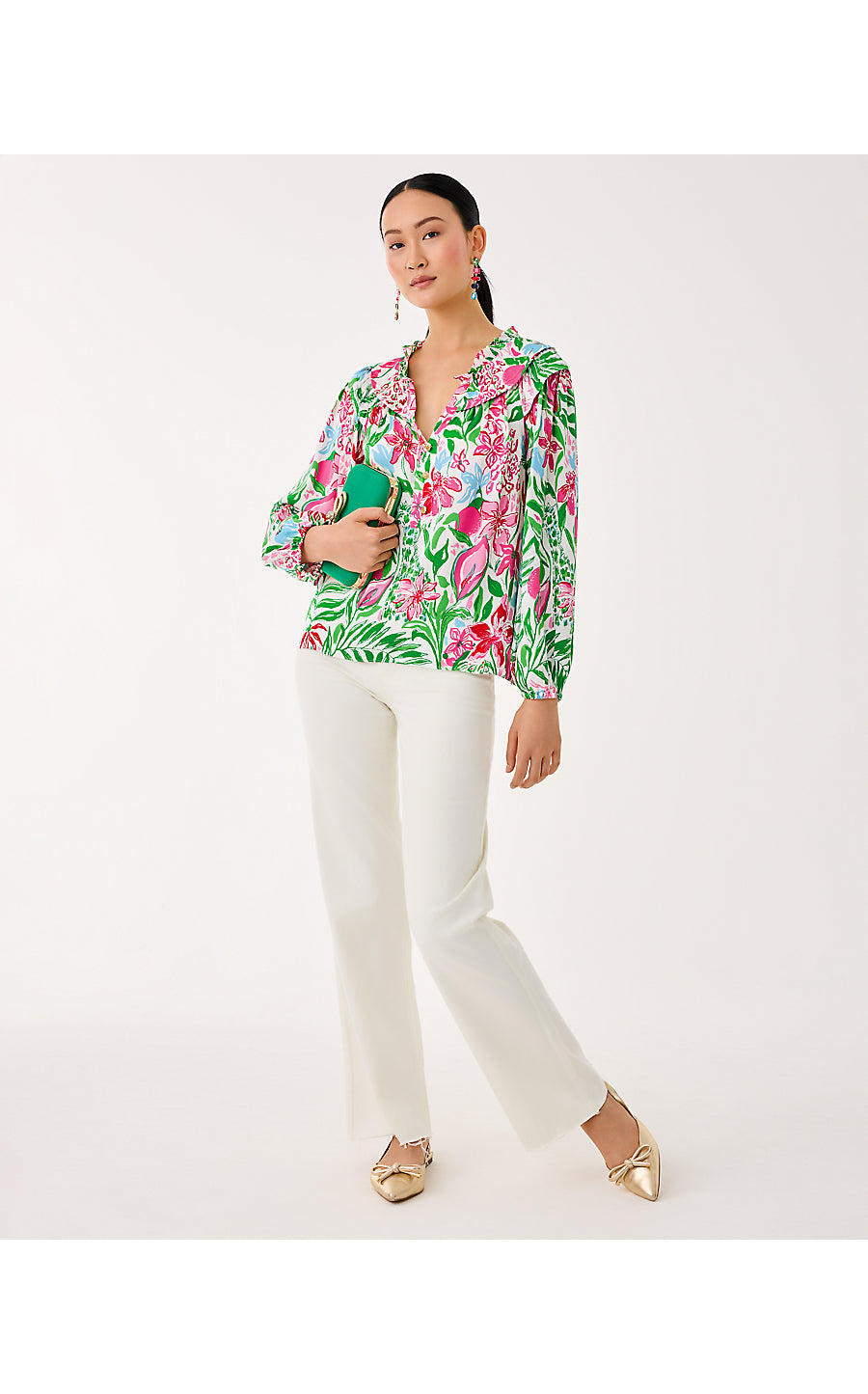 JAPHIA LONG SLEEVE TOP, MULTI GLOWING GARDENS