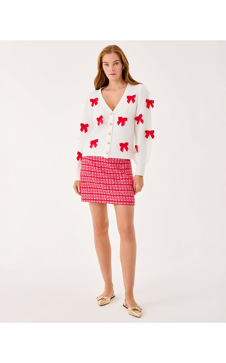 KELS BOUCLE MINI SKIRT, CRANBERRY RED FIESTA BOUCLE